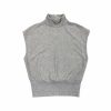 Mock Neck Drop Shoulder Sleeveless Banded Top