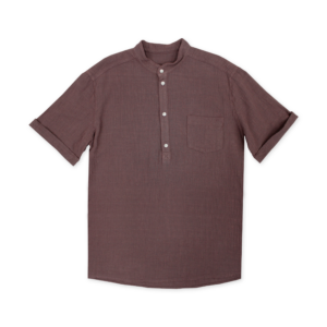 Short Sleeve Henley Shirt with Mandarin Collar