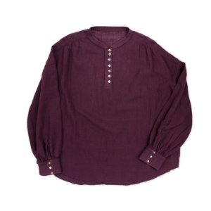 Long Sleeve Henley Blouse with Mandarin Collar