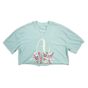 Split-V Cropped Short Sleeve Tee