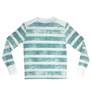 Crew Neck Long Sleeve Top with Rib Inset at Shoulder
