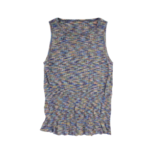 Sleeveless Round Neck Top with Elastic at Waist