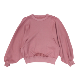 Crew Neck Wide Sleeves Pull-Over with Raw Edge Opening