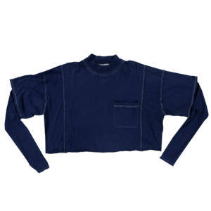 High Crew Neck Top with 2-Layer Sleeves