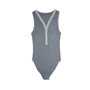 V-Neck Ribbed Bodysuit with Snaps