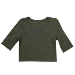 Elbow Sleeve Scoop Neck Cropped T-Shirt