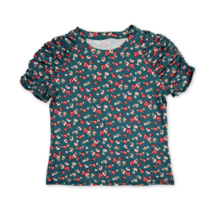 Short Sleeve Top with Shirring at Raglan