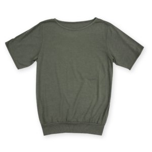 Short Sleeve Crew Neck Top with Banded Bottom