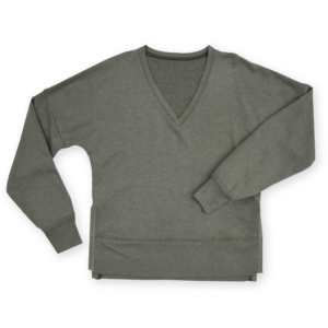 V-Neck Drop Shoulder Top with High Slits