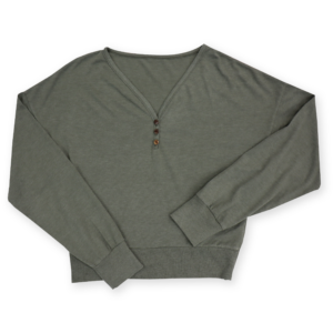 V-Neck Henley Long Sleeve Top