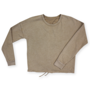 Long Sleeve Crew Neck Top with Keyhole Overlap at Back
