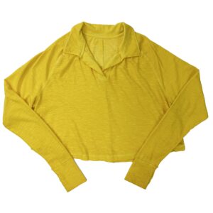 Long Sleeve Cropped Tee with Johnny Collar